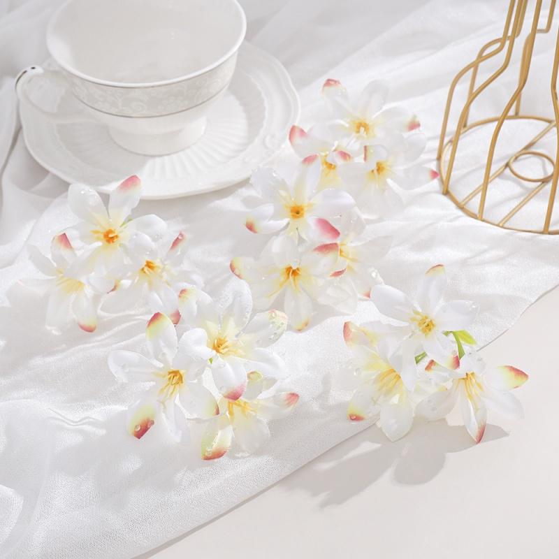 10Pcs 6cm Artificial Flower Head Mini Silk Dew Lily Flower Craft Wreath Home Decoration Wedding Decor Christmas Garland Supplies