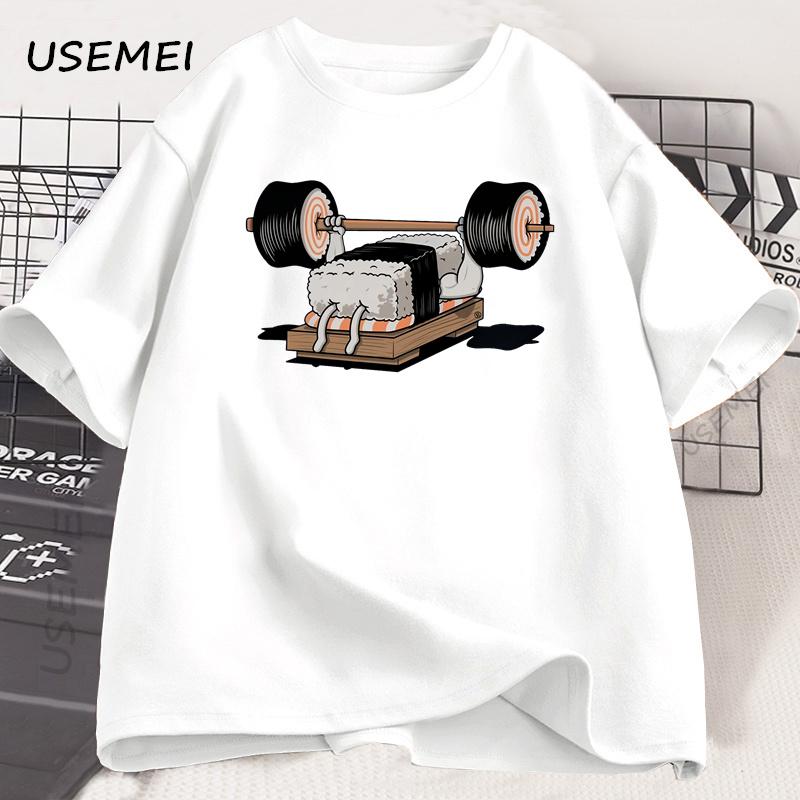 Sushi Gym T Shirt Funny Men Women Summer Harajuku O-Neck Cotton Short Sleeve Tshirt Sportswear Print T-shirt Streetwear Clothing