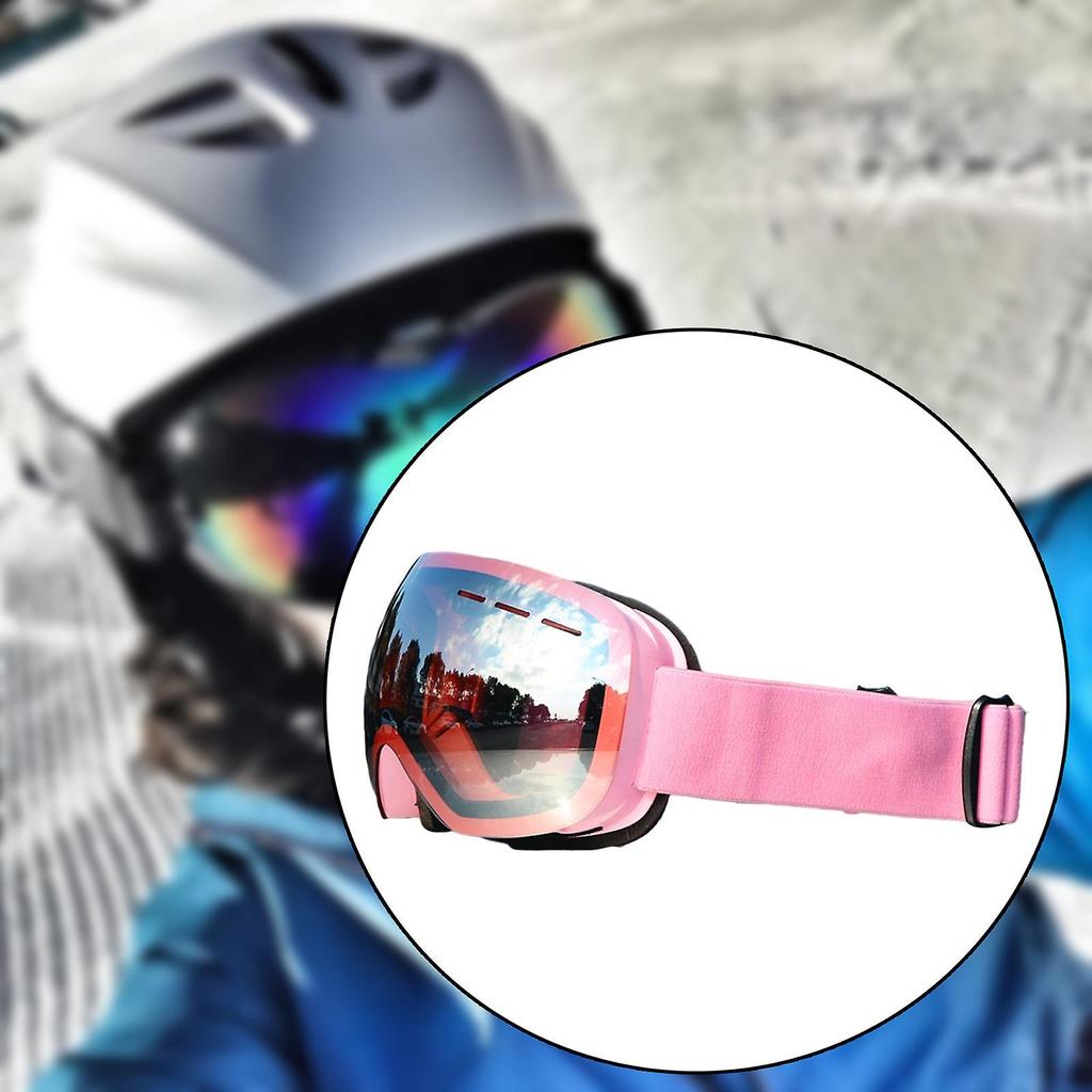 Magnetic Ski Goggles Windproof Glasses for Adults Pink Frame Pink Lenses