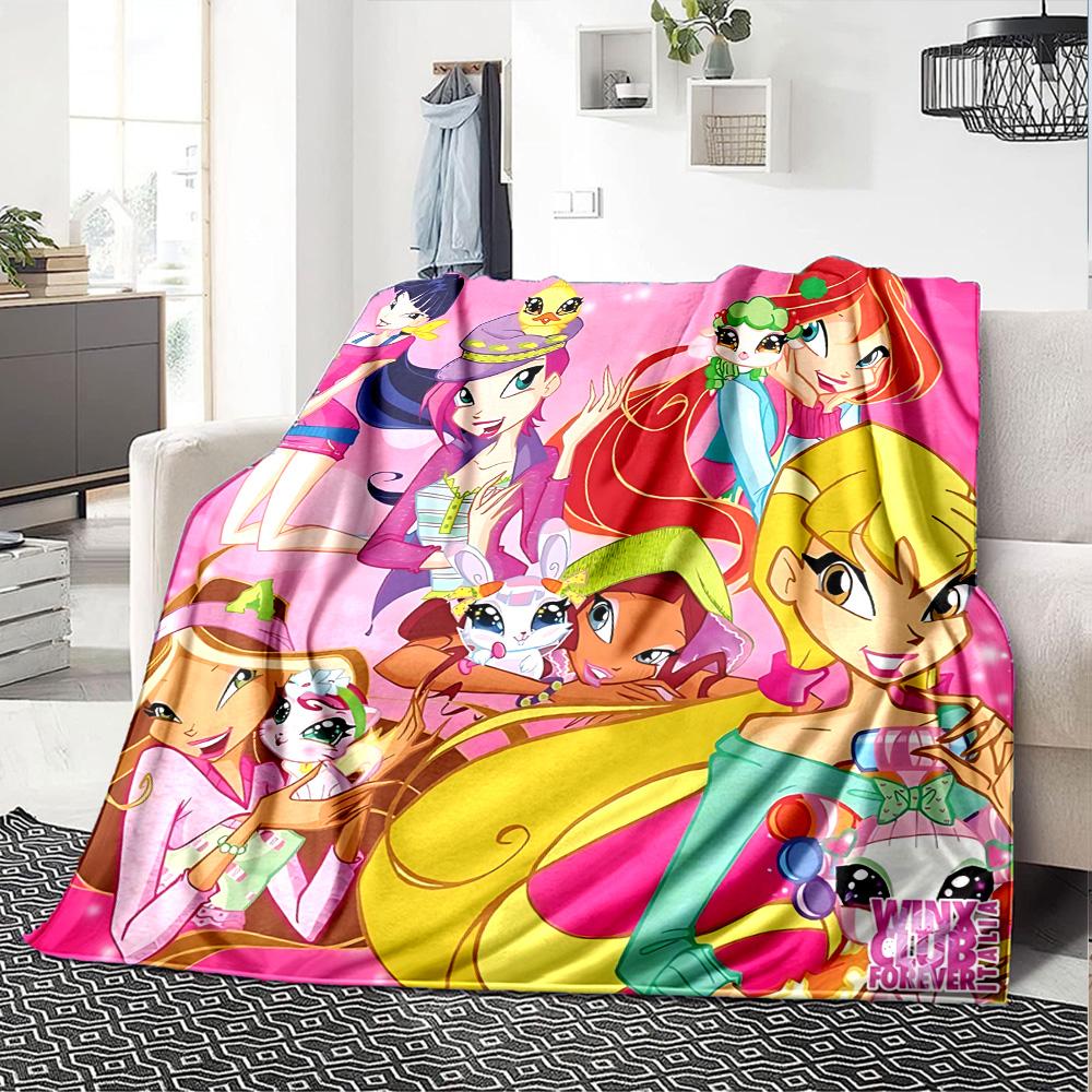 1pc Winx Club Friendship flannel Blanket for Super Soft Cute Comfort Blanket for Travel Bedding Couch Sofa Blanket Y73021