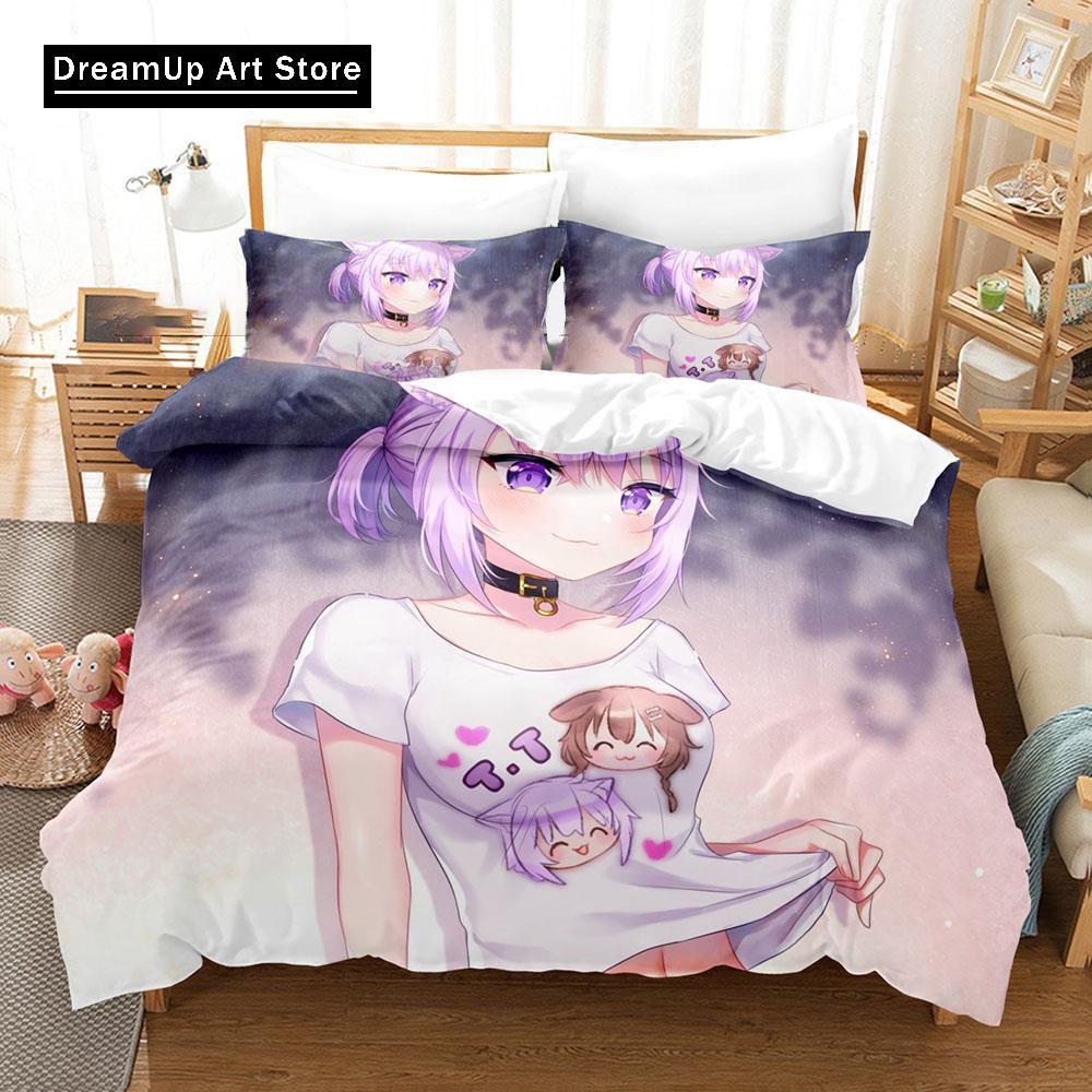 3d Print Anime Nekomata Okayu Bedding Set Boys Girls Twin Queen Size Duvet Cover Pillowcase Bed Kids Adult Fashion Home Textiles