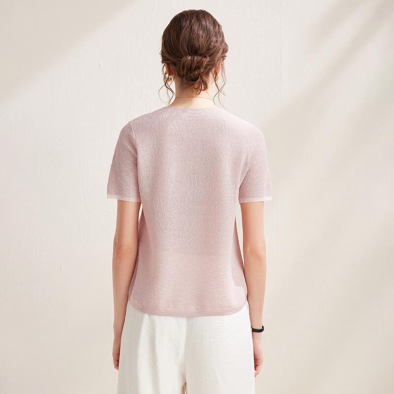 Women's Mulberry Silk Blend Knit Short Sleeve Top