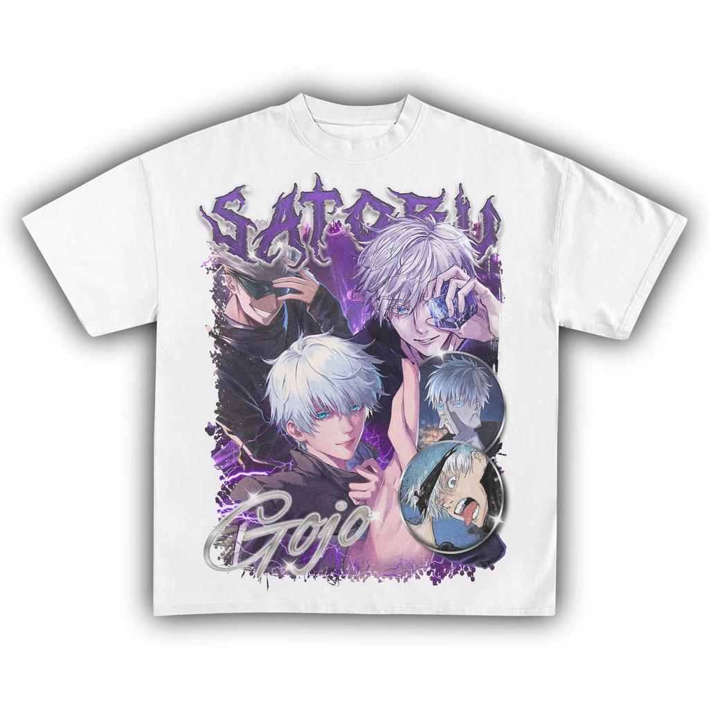 Jujutsu Kaisen Gojo Satoru Anime Print T-shirt, Unisex Pure Cotton Short Sleeve Streetwear T-shirt