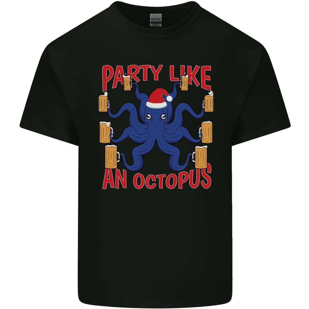 Beer Party Octopus Christmas Scuba Diving Unisexs Light Cotton TShirt