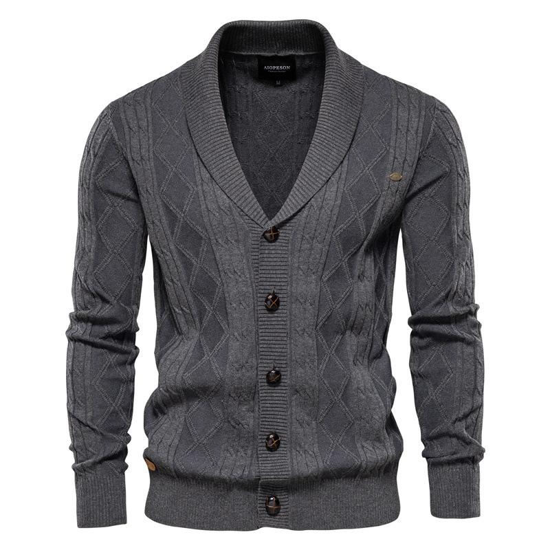 

Men s Fashion Cardigan Sweater Shawl Collar Long Sleeve Button Down Cable Knitted Sweaters Jacket Casual Work Fall Winter Chunky Cardigans for Male L