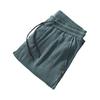 Men Ninth Pants Drawstring Elastic Waist Straight Leg Loose Solid Color Pockets Plus