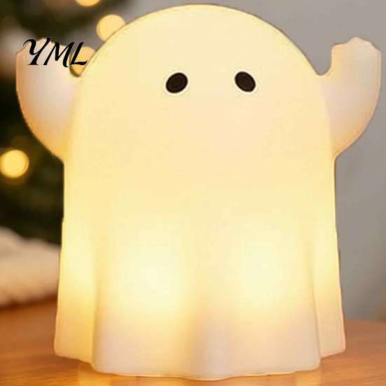 Holiday Home Decoration Gift Cute Resin Ghost Night Light for Bedroom, Decorative Warm LED Lamp Soft Diffused Lighting Halloween Party Desk