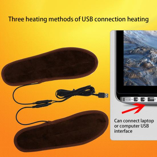 Unisex USB Elektrisk Drivna Plysch Värmande Uppvärmda Inläggssulor Fot Skor Värmare Kuddar