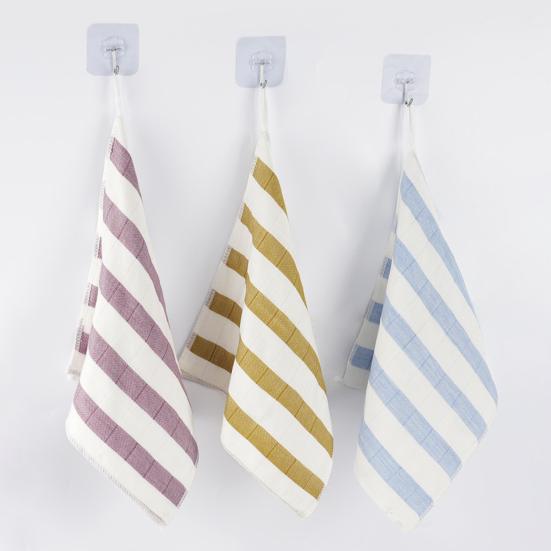 3Pcs Dishwash Rag Striped Design Soft Durable High Water Absorption Non-Stick Cleaning Cloth Kitchen Towel