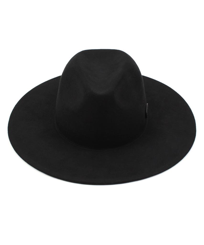 Yunibeosyeolkemiseuteuli Black Simple Wool Fedora Bk Metal Fedora