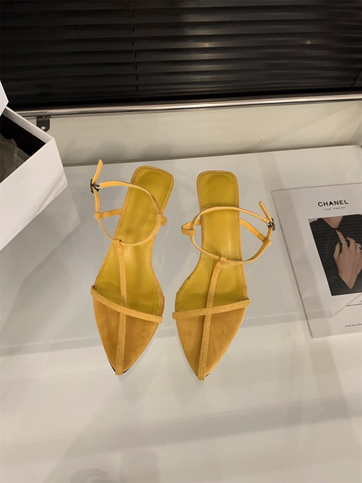 

Wedge heel high heel red pointed thin strap sandals fairy shoes 2025 new summer skirt leopard print shoes 39 жёлтый