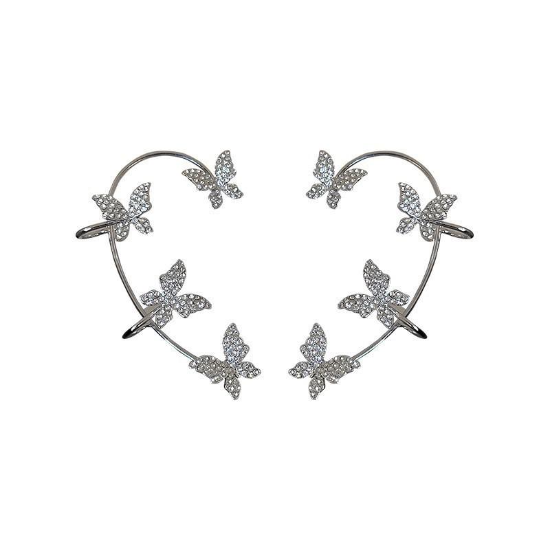 Korean Rhinestone Butterfly No-Pierce Ear Cuff - Fashionable & Versatile Earring