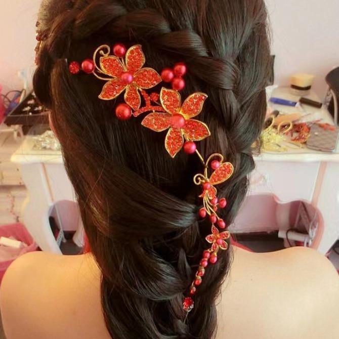 Korean style bridal jewelry bridal alloy diamond pearl hair accessories headdress hair accessories wedding head flower accessories