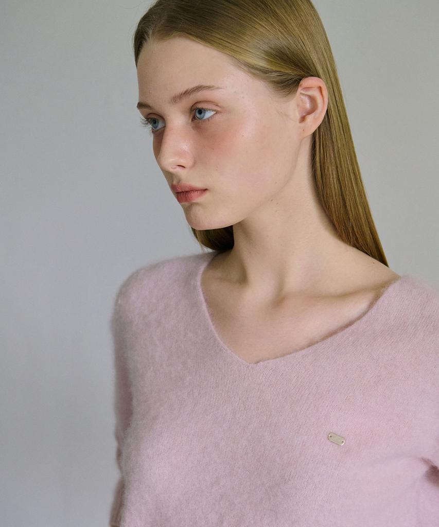 AHWE Cashmere Wool Blend V-Neck Knit_Baby Pink