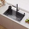 Grey Nizi 60x45cm Undermount Kitchen Sink with 3-Function Pull-Out Faucet