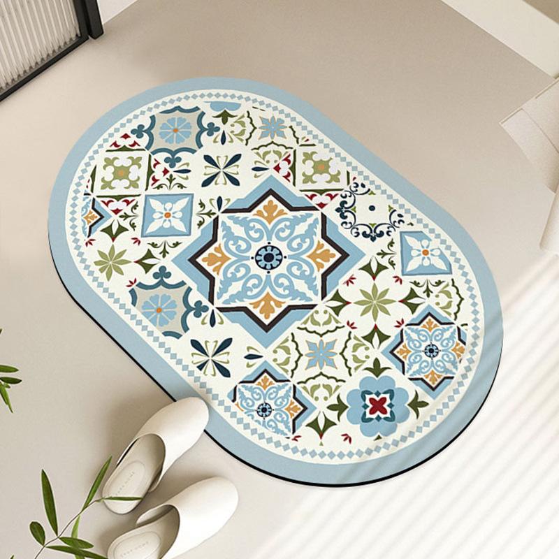 

Toilet U-shaped Mat Wash Basin Slip-resistant Mat Diatomium Mud Moisture-wicking Mat French Ancient Foot Mat Bathroom Carpet 40*60CM
