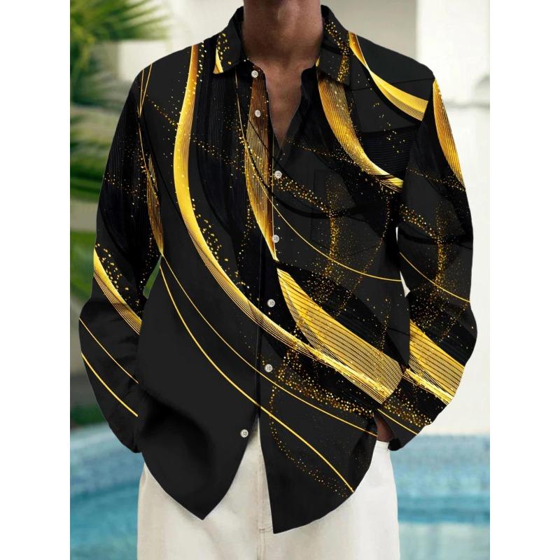 Men's Shirts, Button Down Shirts, Casual Shirts, Spring and Summer, Printed Long Sleeves Tops Fashion Comfortable Men Clothing