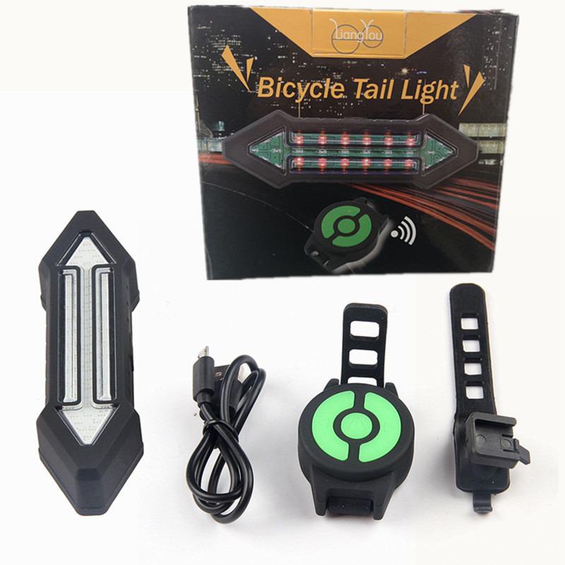 USB Rechargeable Bicycle Turn Signal  Taillight with Wireless Remote for Night Riding