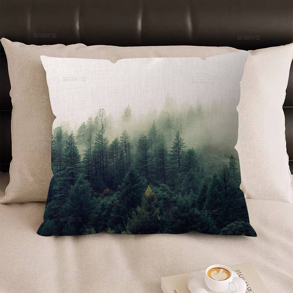 

Mountain Pine Tree Forest Pillow Cover For Bedroom Room And Living Room Sofa Decorative Cushion Cover 12x12Inch