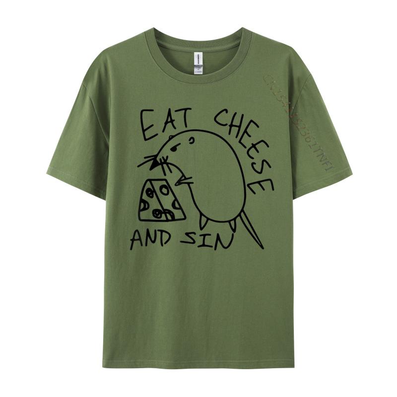 Eat Cheese And Sin T-shirts Casual Luxury Designer T-Shirts For Men Retro Top T-Shirt Normal Tees Cool