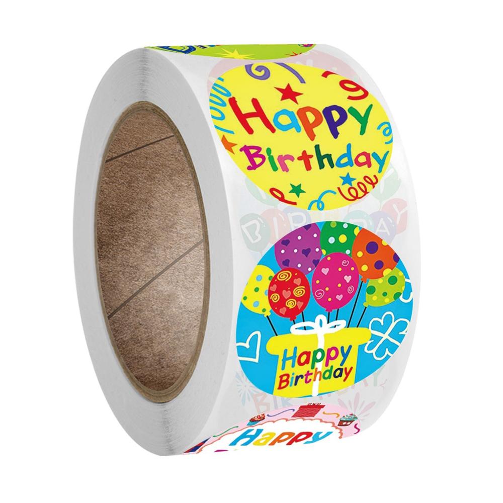 100-500Pcs High-Quality Green High-Quality Happy High-Quality Birthday High-Quality Round High-Quality Sticker High-Quality Party High-Quality