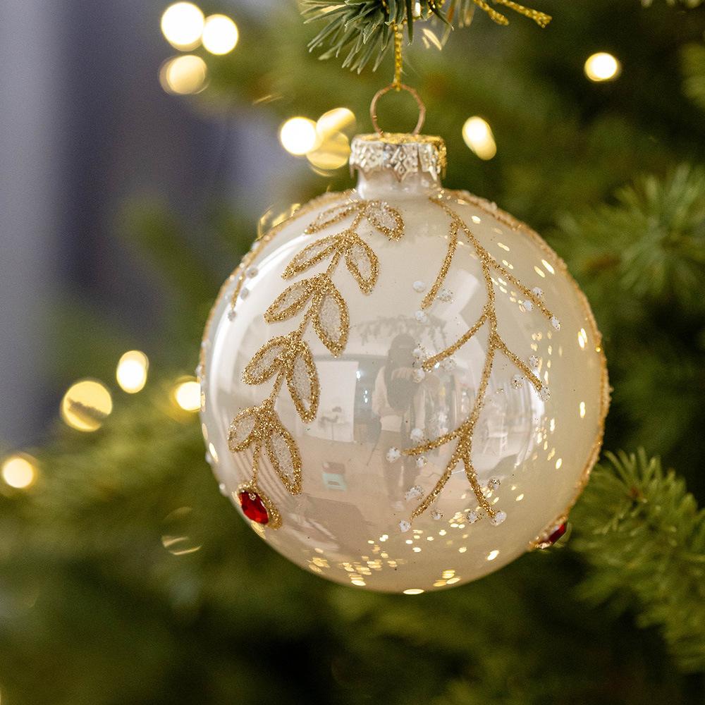 1PC 8cm Christmas Glass Ball Christmas Tree Decoration Ball Pendant Retro Christmas Tree Decoration Pendant Christmas Tree Embellishment