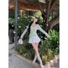 Pure desire Spice Girl slim-fit tulle sunscreen blouse women's summer American thin two-piece slightly transparent long-sleeved t-shirt top