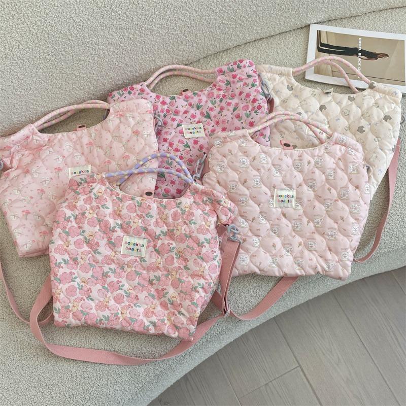 11 Autumn and Winter Quilted Quilted Cotton Cartoon Pattern Hand Bag Women's Hand Shoulder Crossbody Canvas Bag