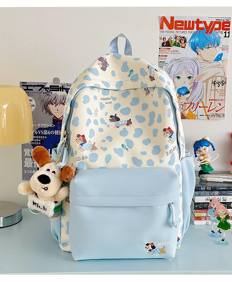 Schoolbag New High-value Japanese Ins Fresh and Sweet Polka Dot Contrasting Color Backpack Junior High School Students Lightweight Large-capacity