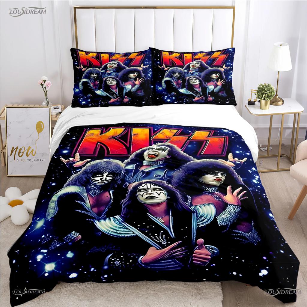 Kiss Band Rock Music All Season Duvet Cover Comforter Bedding Set Soft Quilt Cover And Pillowcases Teen Single/Double/Queen/King