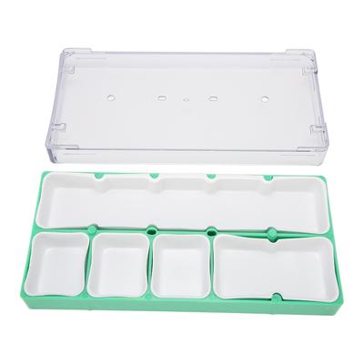 Watch Parts Storage Box 5 Compartments Rubber Pad Liner Lockable Small Component Organizer for Screw Hardware Green