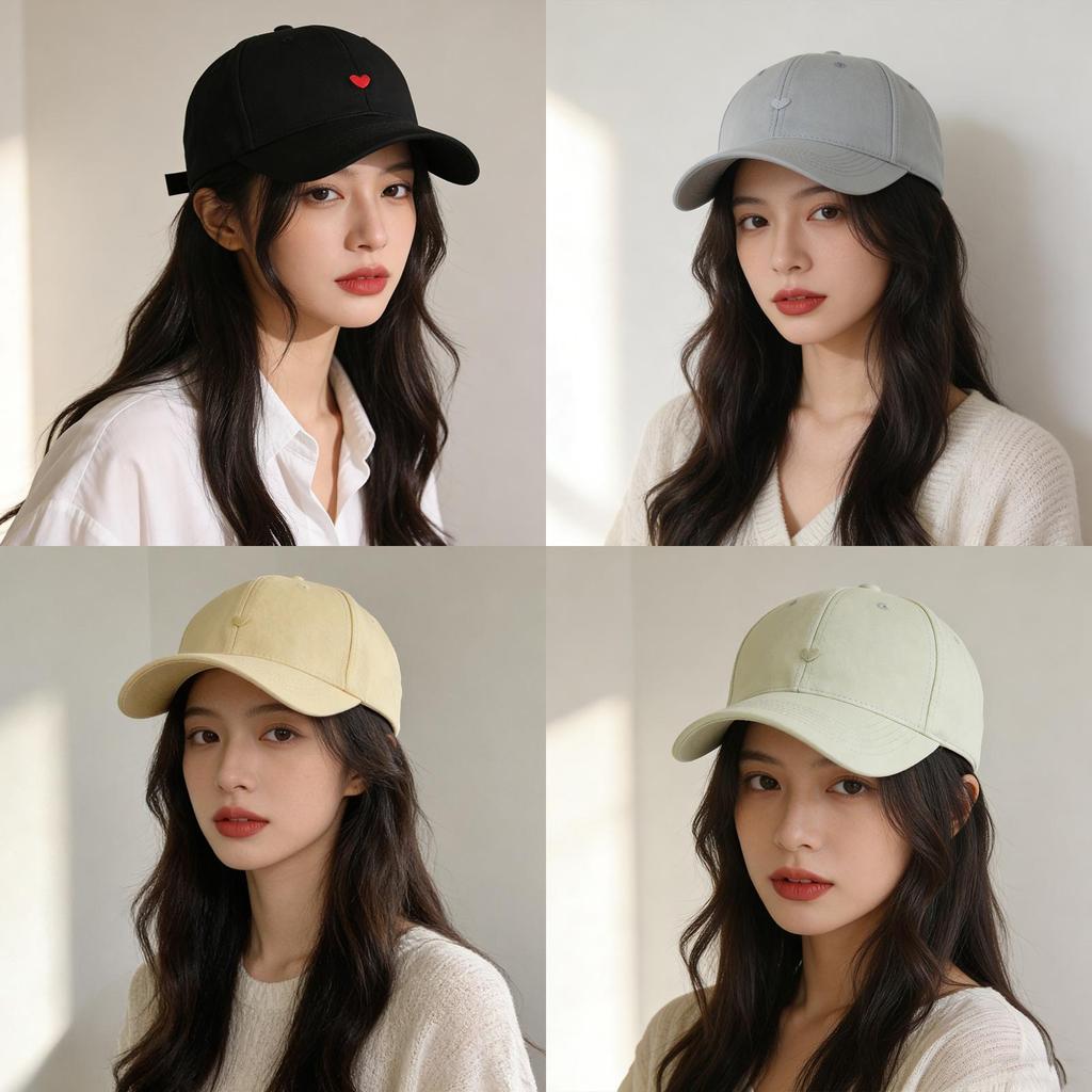 Heart Embroidered Baseball Cap With Sun Protection For Casual Summer Wear