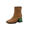 Krazing Pot Polyurethan Herbst Winter Schuhe 47 Größe 48 Chelsea Boots Stein Metallknopf Quadratische Zehe Reißverschluss Warm halten Stiefeletten
