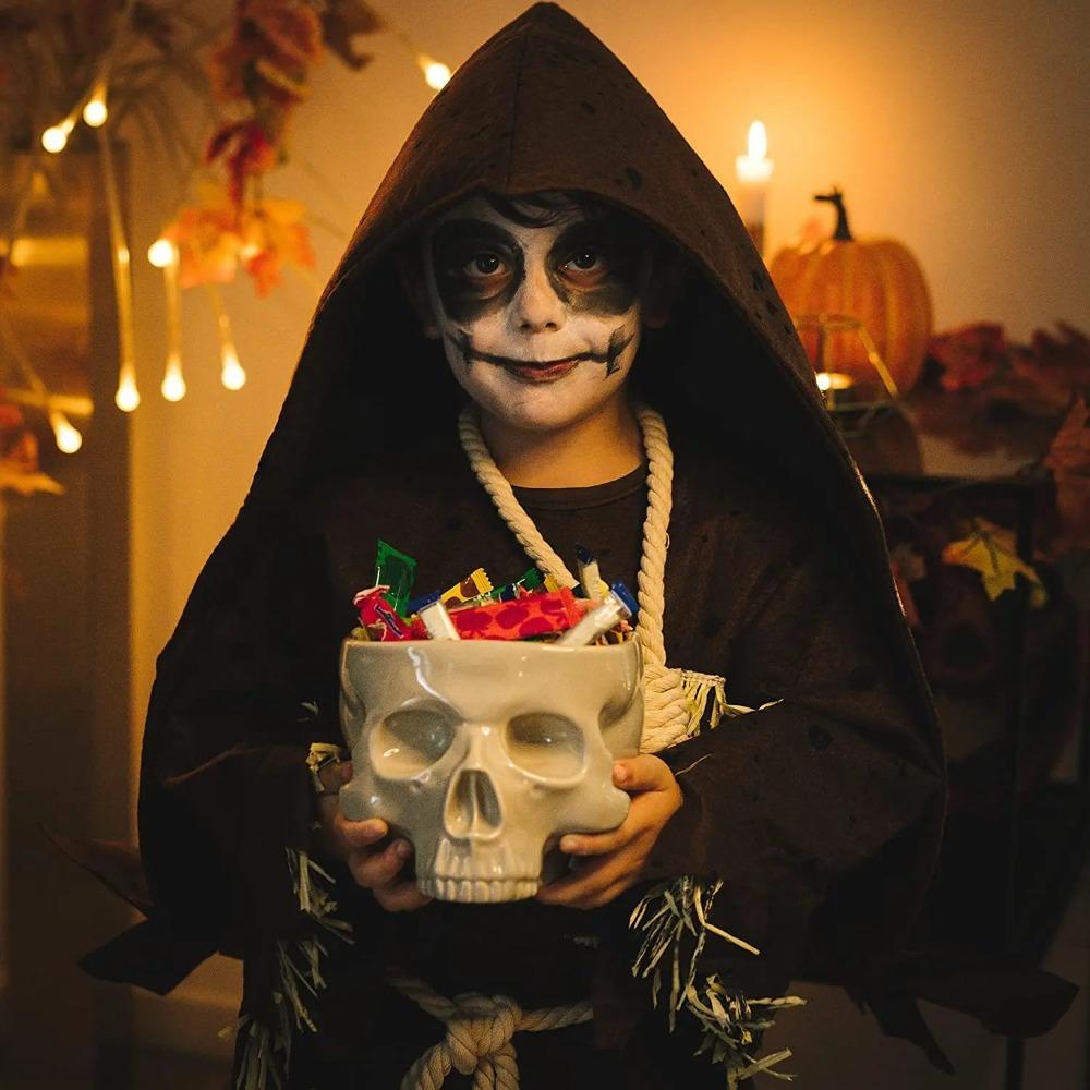 Pasta Bowl Human Skull Bowl Ornaments Tableware Ceramic Handicrafts Halloween Food Serving Bowls Dish Skull Head