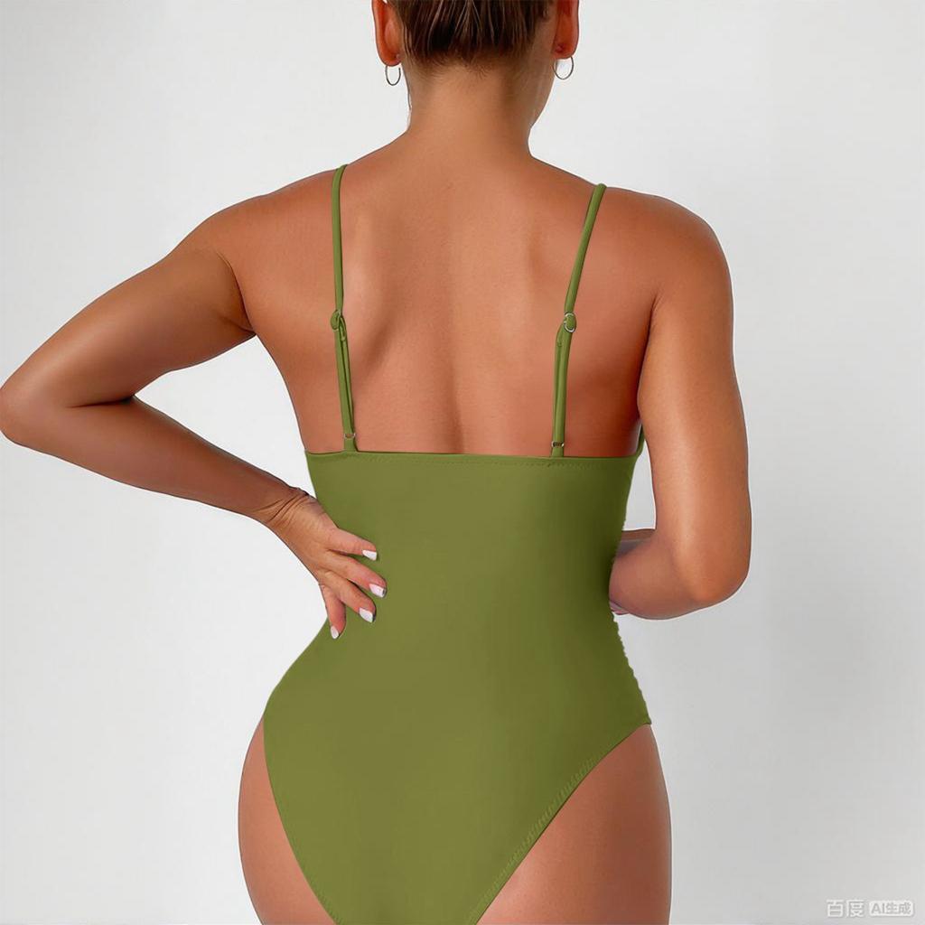 Women's V-Neck Slim Fit Quick Dry Vacation One-Piece Swimsuit