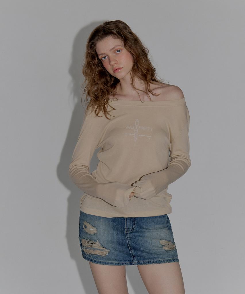 AUTHENTI One-Shoulder T-Shirt_Beige