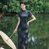 Elegant Long Cheongsam Dress Women 2026 Vintage Style High-Waist Midi With Slit Stand Collar