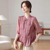2026 Summer Collection: Elegant Short-Sleeved Slimming Tops for Middle-aged and Elderly Women