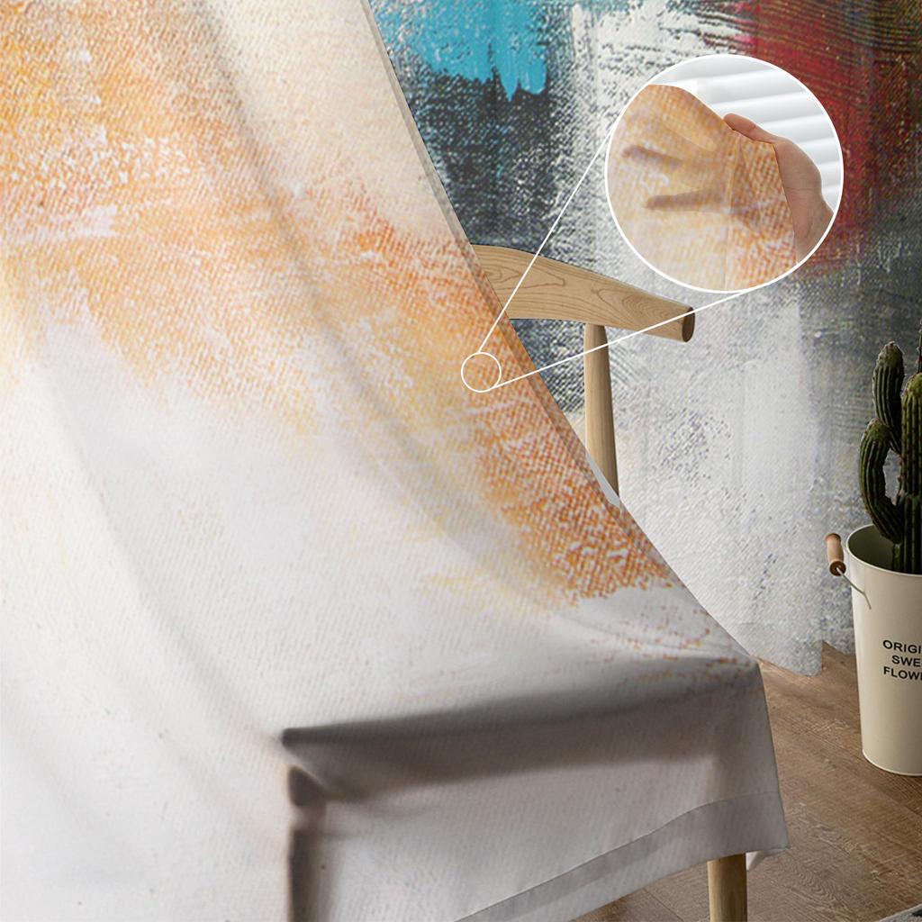 Luxury Tulle Curtains Color Painting Modern Living Room Kitchen Chiffon Curtain Youth Bedroom Sheer Floor Valance Curtain
