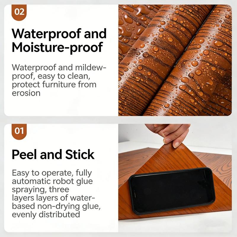 Adesivo Autoadesivo Effetto Legno Spesso Impermeabile Rivestimento per Ante di Armadi Pellicola per Ristrutturazione Mobili per Tavolo Scrivania Scaffale Makeover