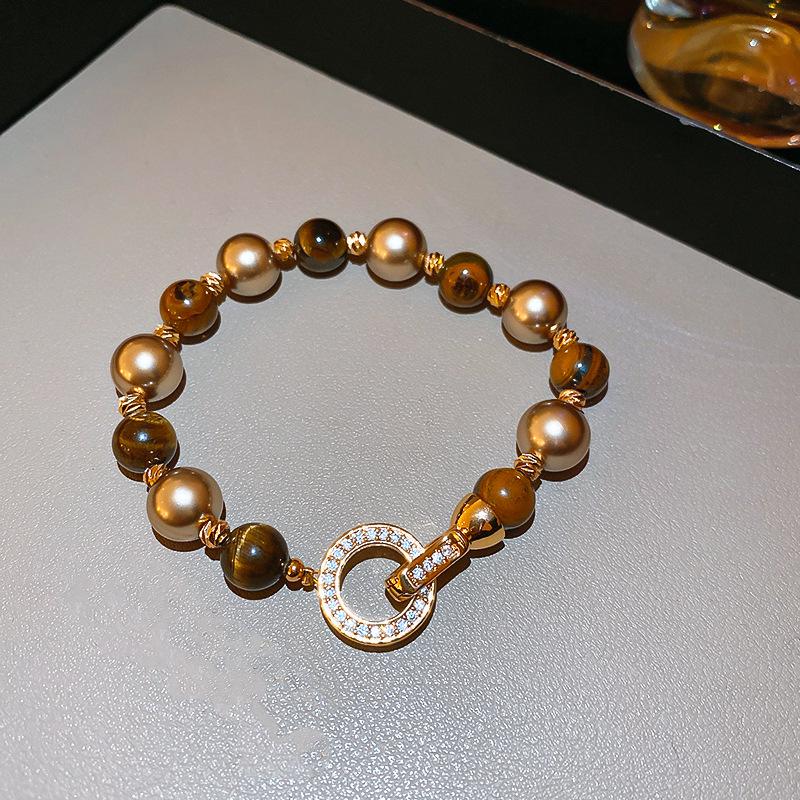 Elegant Crystal Flower Pearl Bracelet - Light Luxury Whitening Jewelry