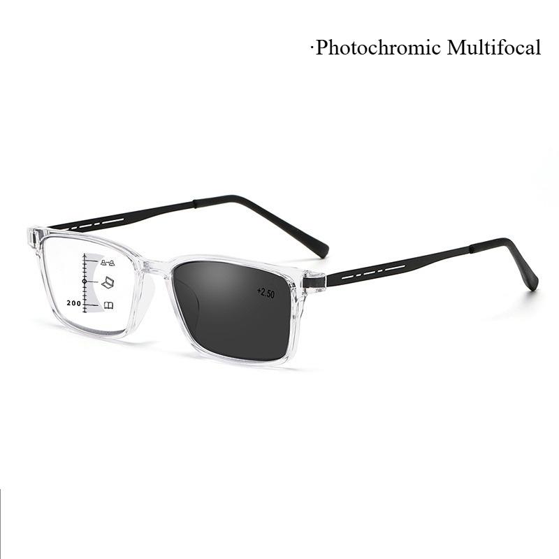 New Square Business Photochromic Multifocal Presbyopia Glasses Blue Light Blocking Eye Protection Ultra Light Unisex Glasses
