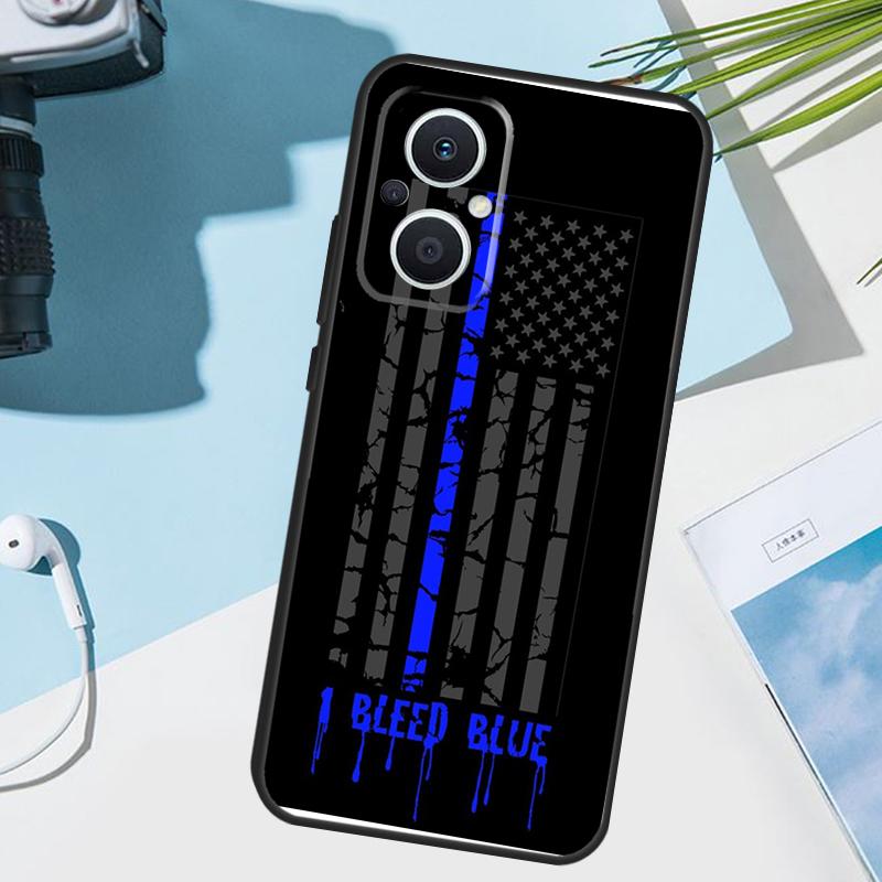 Police Thin Blue Line Flag Case For OPPO Reno 12 F 13 13F 11F 8T 7 8 10 Pro OPPO Find X8 Pro X6 X3 X5 Lite Phone Cover