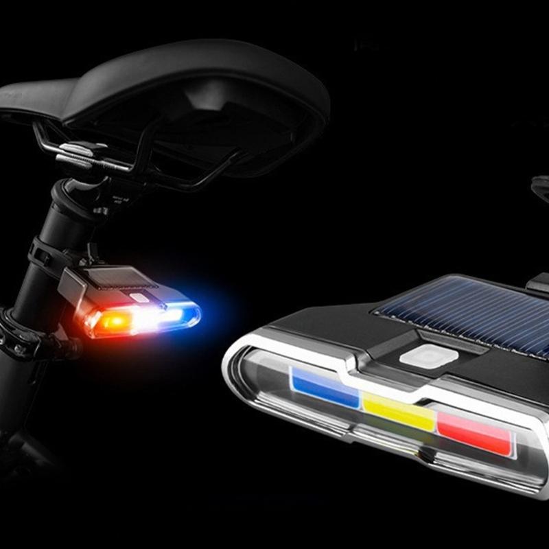 Rechargeable Solar Bike Tail Light Cycling Safety Warning Lamp Tail Light Bicycles Taillight Mountain Bike Accessories