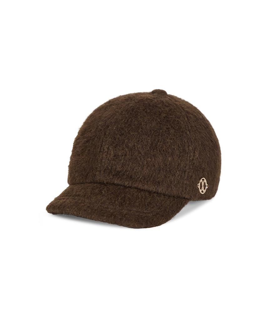 Bajal Va Curved Circle Logo Newsboy Cap Dark Brown