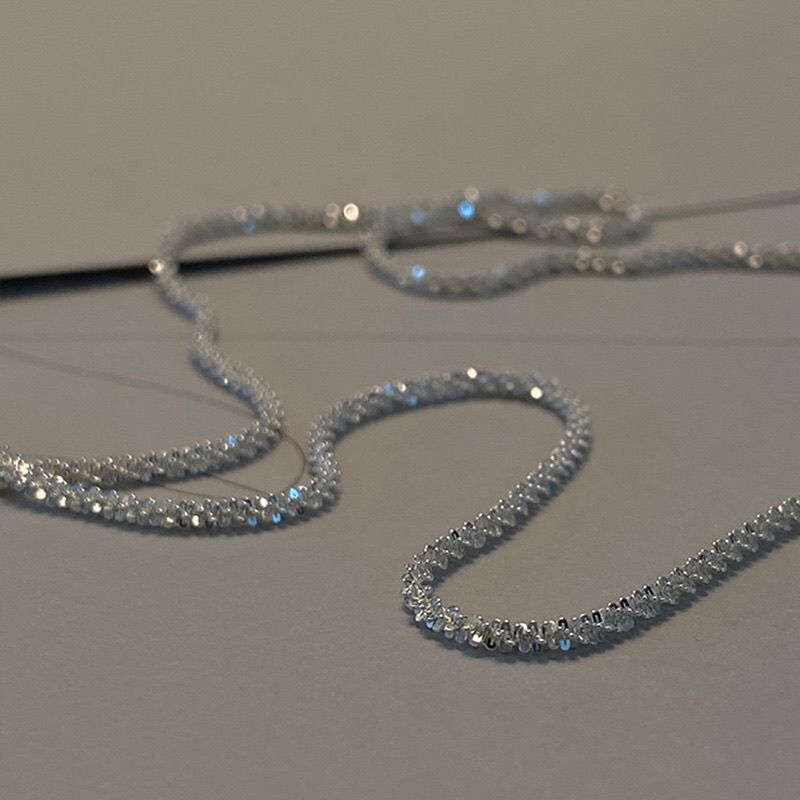 Sparkling Necklace Light Luxury Silver Clavicle Chain Cold Wind Gypsy Sweet Cool Wind Accessories