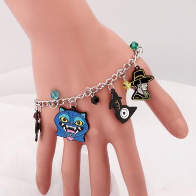 Bracelet Inspiré des Chasseurs de Démons Alliage de Zinc Émail Charms Chat Chaîne Serpent Résistant à la Décoloration Léger Bijoux Accessoires Fantaisie Gothique