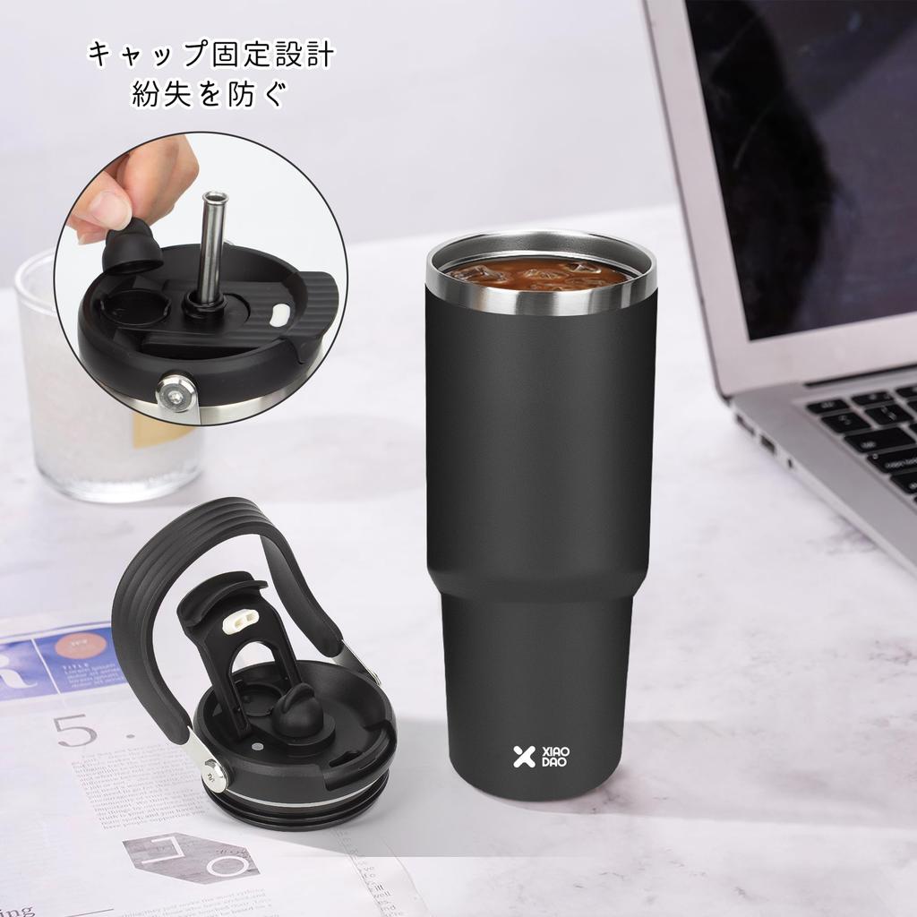 SKIASE Tumbler with Straw, 900ml Water Bottle, Large Capacity Water Bottle, Vacuum Insulated, Keeps Hot or Cold, Wide Mouth, Direct Drinking, with