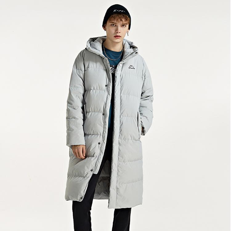 Kappa Solid Color Hooded Long Down Jacket Men's K0B72YY05