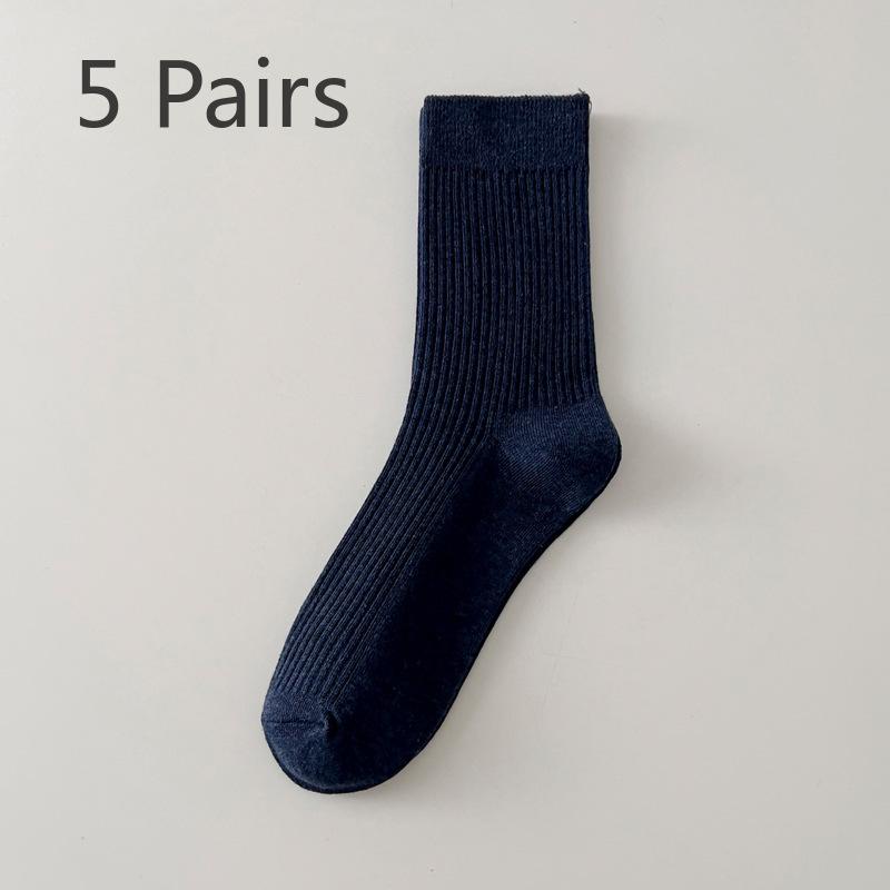 5 Paar Herren Herbst- und Winter Klassische Sport Freizeit Business Einfarbig Baumwolle Kniestrümpfe